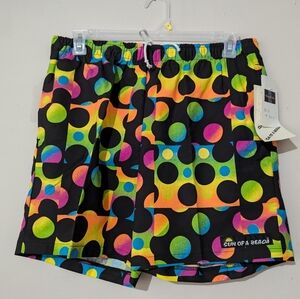 Christopher Rand Sun of a Beach Neon Shorts Polka Dots New With Tags Vintage 90s